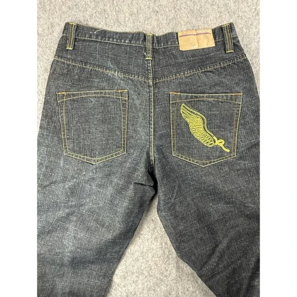 Vintage Y2K Rocawear Dark Wash Embroidered Pocket Jeans Size 34 X 32 Loose Baggy - Picture 7 of 8